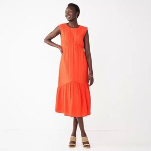Nine West Sleeveless Orange Midi Dress